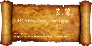Kühtreiber Mariann névjegykártya